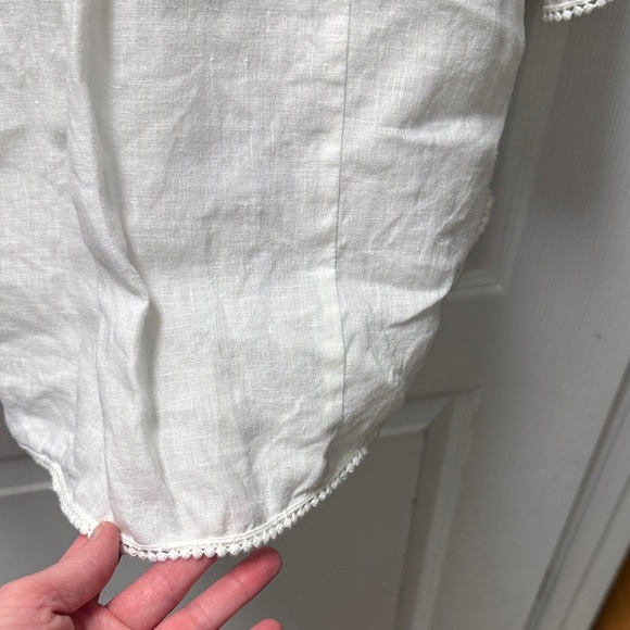 Sigrid Olsen signature white linen Blouse with Pintuck Detailing - Picture 6 of 9